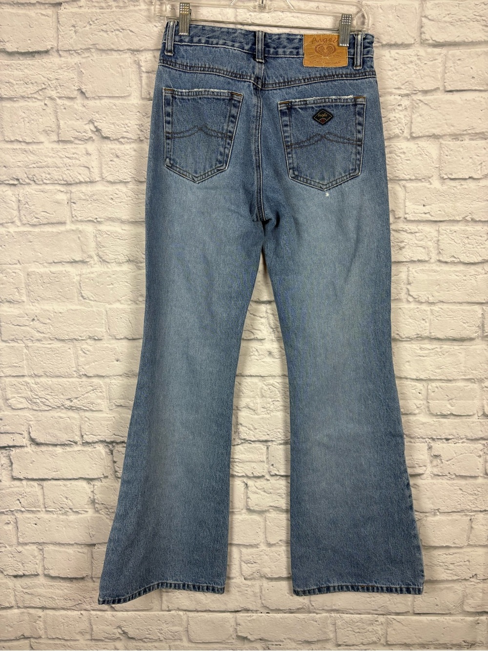 Angels Vintage 2000s Embroidered Flower Flare Leg Jeans Light Wash - Picture 5 of 10